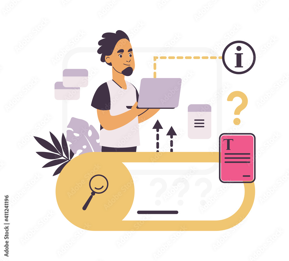 Fototapete faq. customer support concept. online assistance for clients and corporate feedback. people asks que