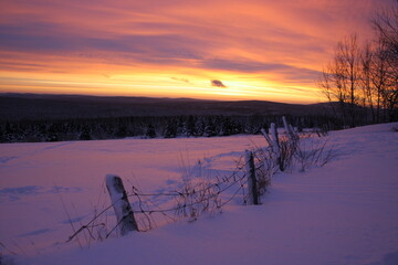 
A sunrise on a cold February morning, Sainte-Apolline, Québec