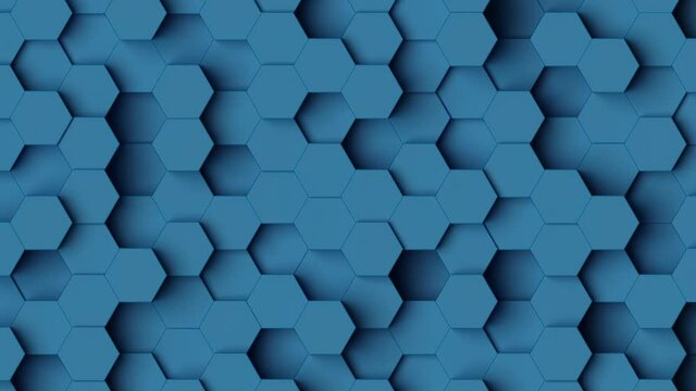 Motion Background: Blue hexagon pattern, slowly rising and falling, seamless loop. Full HD Video for motion graphics, presentations, video editing