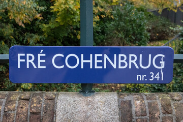 Street Sign Fre Cohenbrug At Amsterdam The Netherlands 14-11-2019