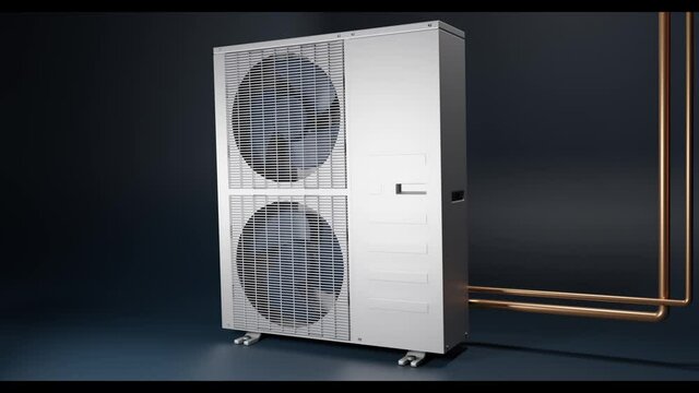 two-fan air conditioner outdoor unit operating