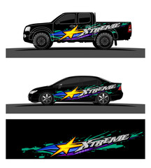 Fototapeta premium Car wrap graphic racing abstract strip and background for car wrap and vinyl sticker - Vector 