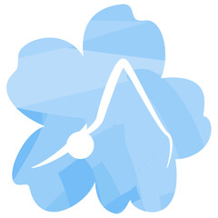 Yoga asanas simple blue flower icon of a set. Vector