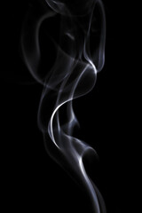 White smoke group motion shapes isolated on black background