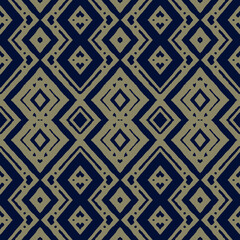 Ethnic Vector Repeat Print. Beige Aztec Geo Boho. Carpet Bohemian Ornament. Abstract Hand drawn Artwork. Indigo African Border. Graphic Geometric Tile.