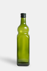 green glass bottle, isolated on white background