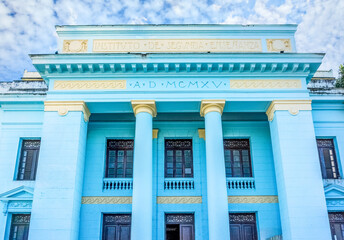 The facade of the high school Osvaldo Herrera in Santa Clara, Cuba