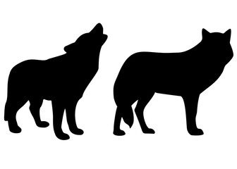 Wild wolves in the set. Vector image.
