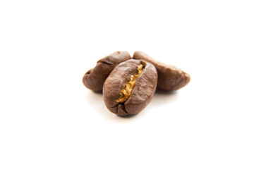 roasted coffee beans isolated on white background cutout