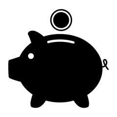 Piggy bank flat icon, sign vector with empty web symbol. Money income, economic graphic button