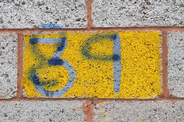 Close Up of Painted Number 89 on Old Concrete Block Wall 