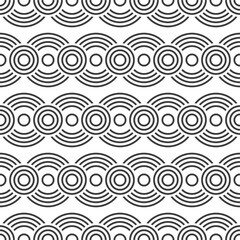Fototapeta premium Seamless pattern. Overlapping circles. Geometric ornament. Repeating round shapes. Vector monochrome background.