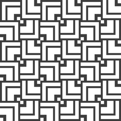 Abstract lines mosaic pattern. Modern stylish texture. Repeating geometric tiles with striped elements. Monochrome trellis. Vector background.