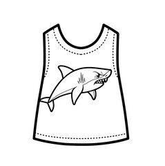 Cartoon aggressive shark outline for coloring on a white background