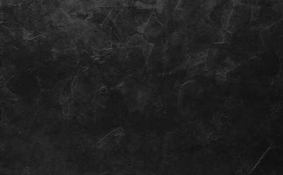Black wall texture rough background, dark concrete floor, old grunge background with black