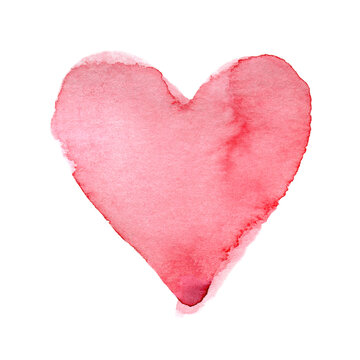 Hand-drawn painted cute pink heart, element for design. Valentine's day. For holiday, postcard, poster, carnival, banner, birthday and children's illustration. Cute Beautiful heart. Love
