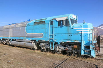 Fototapeta na wymiar Vintage train engine in Ogden Station, Utah 