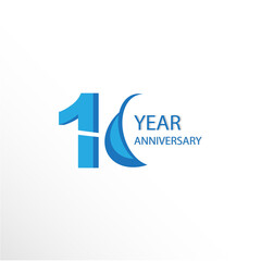 10 Year Anniversary Logo Vector Template Design Illustration blue green and white Anniversary Logo Vector Template Design Illustration blue and white