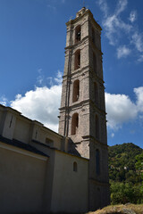 Fototapeta na wymiar Clocher baroque de San Nicolao di Moriani en Corse
