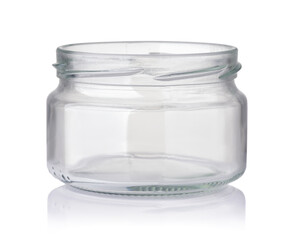 Front view of open wide glass jar