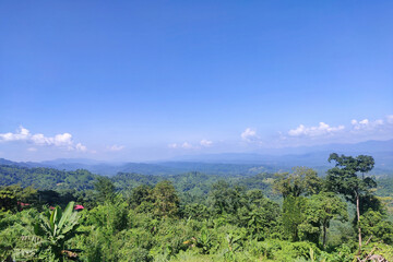 Top view of mountainscape. A view of blue mountains.