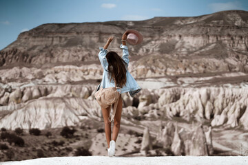 Traveler on a viewpoint in Cappadocia