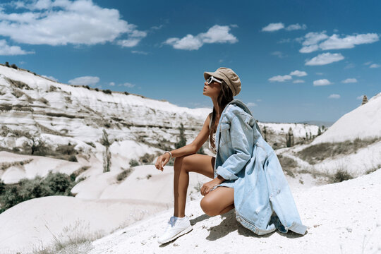 Model on a viewpoint in Cappadocia