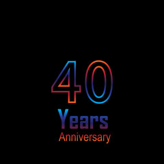 Fototapeta na wymiar 40 Year Anniversary Logo Vector Template Design Illustration