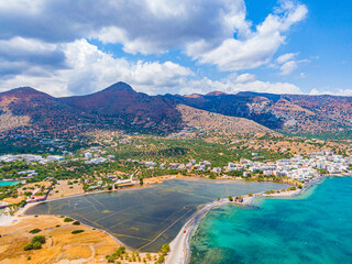 Fototapeta premium Elounda salt pans aerial