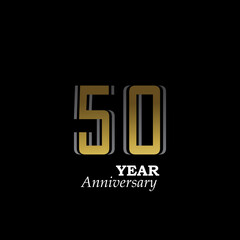 50 Year Anniversary Logo Vector Template Design Illustration gold and black