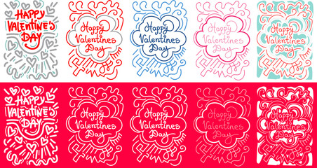 Happy Valentine's Day, greeting card design set