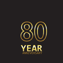 80 Year Anniversary Logo Vector Template Design Illustration gold and black