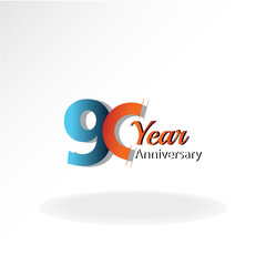 Fototapeta premium 90 Year Anniversary Logo Vector Template Design Illustration blue and white
