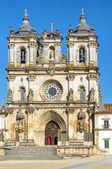 Fototapeta na wymiar Façade of the Santa Maria Monastery, Alcobaca, Estremadura and Ribatejo Province, Portugal