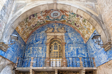 Porta da Vila, Inside azulejos, Obidos, Estremadura and Ribatejo, Portugal - obrazy, fototapety, plakaty