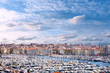 Cloudy sky above Marseille harbor