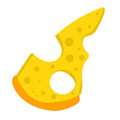 Hand drawn vector illustration of Cheese isolated on white background. Flat yellow milk food icon. Logo triangle block cheese illustration.