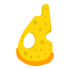 Hand drawn vector illustration of Cheese isolated on white background. Flat yellow milk food icon. Logo triangle block cheese illustration.