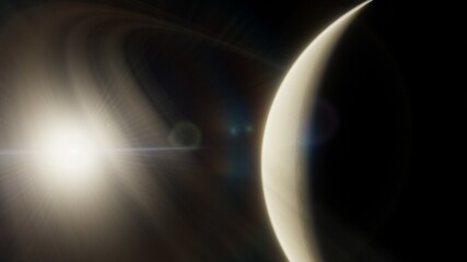 super-earth planet, realistic exoplanet, planet suitable for colonization, earth-like planet in far space, planets background 3d render