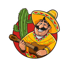 mexican logo with guitar in hand