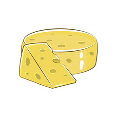 Triangular piece of cheese, cheese icon, cheese food, Vector illustration