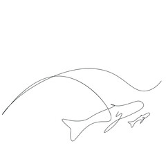 Obraz premium Whales animal swimming on ocean, vector illustration