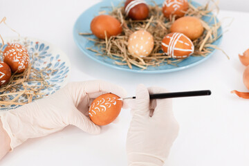 Fototapeta na wymiar Easter tradition of painting eggs