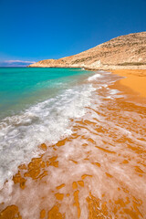 The tropical, scenic nudist beach of Potamos on Gavdos island, Greece.