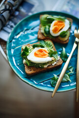 boiled egg on avacado toast
