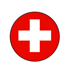 Switzerland Flag Icon with White cross on red background in Europe.