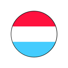 Luxembourg Flag Icon with Red, blue and White stripes in Europe.