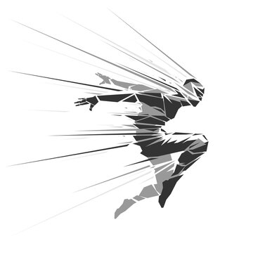 Human geometric silhouette with motion effect