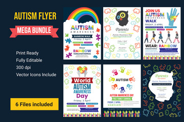 Fototapeta na wymiar Creative Poster Set Or Banner Set Of World Autism Awareness Day. Autism awareness concept with hand of puzzle pieces as symbol of autism, illustration,banner or poster of World autism awareness day.