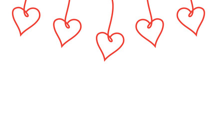 hearts hang ornament with isolated background template, greeting card, valentines day celebration vector design